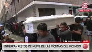Entierran a nueve víctimas del incendio registrado en Manzanilla