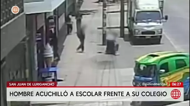 Escolar fue atacado con cuchillo frente a colegio en San Juan de Lurigancho/ América Noticias Escolar fue atacado con cuchillo frente a colegio en San Juan de Lurigancho/ América Noticias