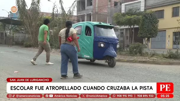 Escolar atropellado al cruzar pista en San Juan de Lurigancho. Foto: América Noticias Escolar atropellado al cruzar pista en San Juan de Lurigancho. Foto: América Noticias