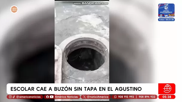 Escolar cae a buzón sin tapa en El Agustino. Foto: América Noticias Escolar cae a buzón sin tapa en El Agustino. Foto: América Noticias