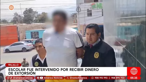 Escolar recibe dinero de extorsión por encargo de su padre en Trujillo. Foto: América Noticias