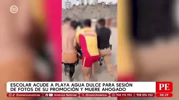 Escolar muere ahogado durante sesión de fotos en Agua Dulce. Foto: América Noticias Escolar muere ahogado durante sesión de fotos en Agua Dulce. Foto: América Noticias