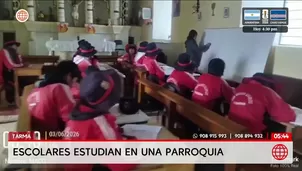 Escolares de Tarma estudian en una parroquia por peligro de colapso de su colegio. Foto y video: América Noticias