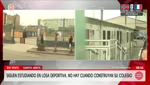 Escolares de Santa Anita estudian en losas deportivas. Foto y video: América Noticas