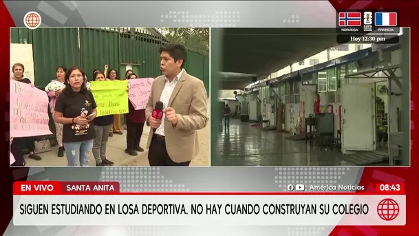 Escolares de Santa Anita estudian en losas deportivas. Foto: América Noticas