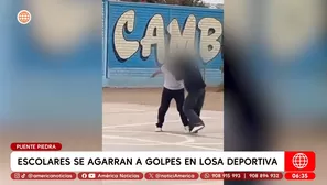 Escolares se enfrentan a golpes en losa deportiva en Puente Piedra. Foto y video: América Noticias
