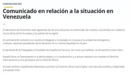 España ofrece ayuda para resolver la crisis política en Venezuela