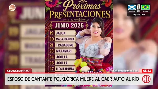 Esposo de cantante folklórica muere tras caer auto al río en Chanchamayo. Foto: América Noticias