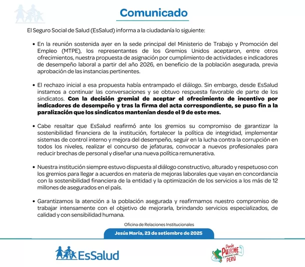 Foto: X: @EsSaludPeru Foto: X: @EsSaludPeru