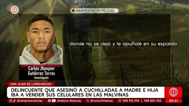 Delincuente que asesinó a cuchilladas a madre e hija iba a vender sus celulares en las malvinas. Foto: Unidad de investigación Delincuente que asesinó a cuchilladas a madre e hija iba a vender sus celulares en las malvinas. Foto: Unidad de investigación