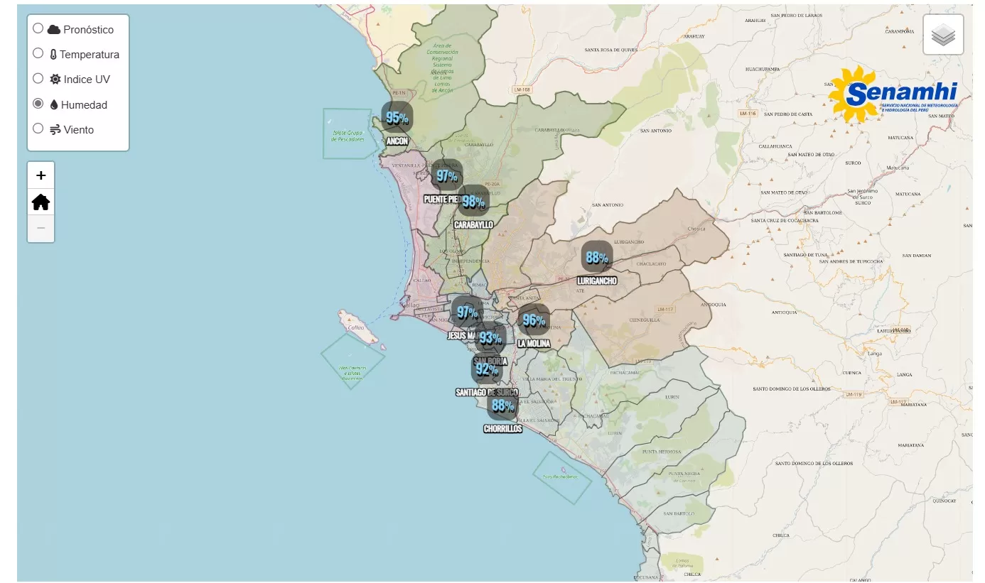 Humedad en los distritos de Lima