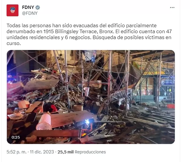 Foto: Departamento de los bomberos de Nueva York - @FDNY