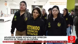 La Policía Nacional del Perú identificó y desarticuló parte de la banda conocida como 'Los elegantes de la estafa', quienes habrían engañado a 36 personas con la falsa promesa de un empleo en España.Video: América TV