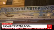 Estallan explosivo en negocio de autos en San Juan de Lurigancho
