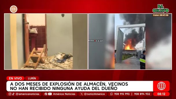 A dos meses de explosión de almacén, vecinos no han recibido ninguna ayuda del dueño en Lurín. Foto: América Noticias A dos meses de explosión de almacén, vecinos no han recibido ninguna ayuda del dueño en Lurín. Foto: América Noticias