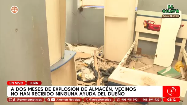A dos meses de explosión de almacén, vecinos no han recibido ninguna ayuda del dueño en Lurín. Foto: América Noticias A dos meses de explosión de almacén, vecinos no han recibido ninguna ayuda del dueño en Lurín. Foto: América Noticias
