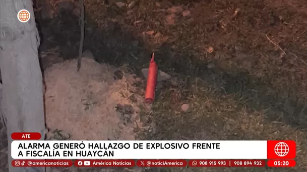 Explosivo artesanal fue dejado frente a Fiscalía de Huaycán. Foto: América Noticias