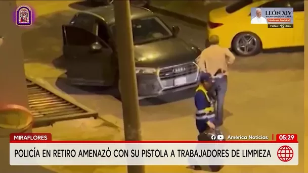 Detienen a expolicía por amenazar con arma a personal de limpieza en Miraflores. Foto: América Noticias Detienen a expolicía por amenazar con arma a personal de limpieza en Miraflores. Foto: América Noticias