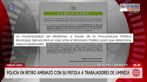 Detienen a expolicía por amenazar con arma a personal de limpieza en Miraflores. Foto: América Noticias Detienen a expolicía por amenazar con arma a personal de limpieza en Miraflores. Foto: América Noticias