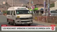Extorsionadores amenazan a choferes de la empresa Uvita en Comas