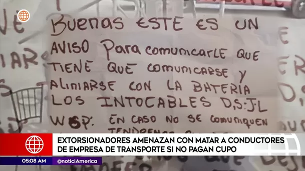 Extorsionadores amenazan a empresa de transportes en San Juan de Lurigancho. Foto: América Noticias