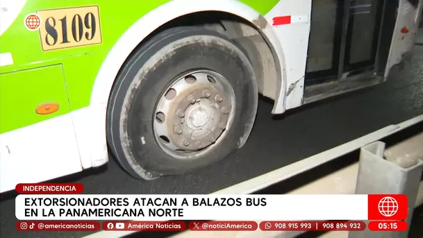 Extorsionadores atacan a balazos a bus en la Panamericana Norte. Foto: América Noticias