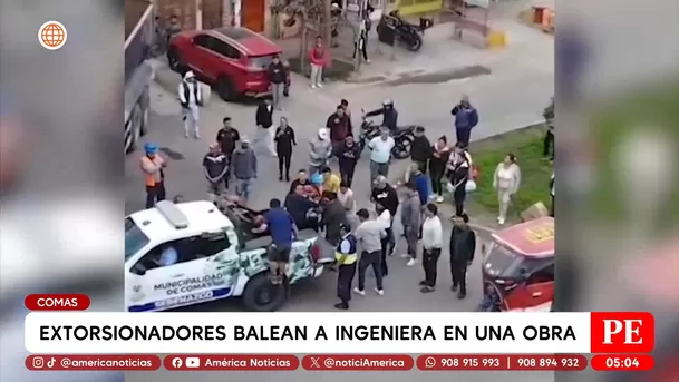 Extorsionadores balean a ingeniera durante obra en Comas. Foto: América Noticias