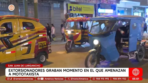 Extorsionadores graban amenaza a mototaxista en San Juan de Lurigancho. Foto: América Noticias