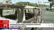 Extorsionadores incendian miniván llena de pasajeros