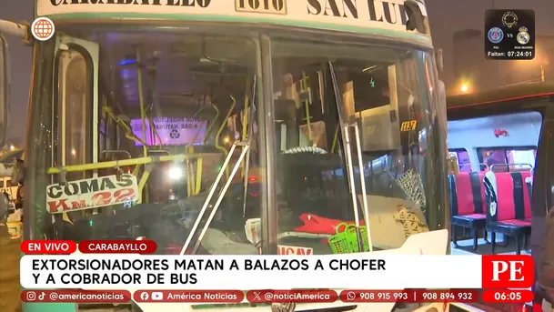 Extorsionadores matan a balazos a chofer y cobrador de bus en Carabayllo. Foto: América Noticias