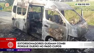 Extorsionadores queman combi en Áncash. Foto y video: América Noticias