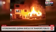 Extorsionadores queman vehículo de transporte público en Callao