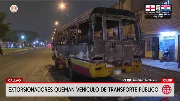 Extorsionadores queman vehículo de transporte público en Callao. Foto: América Noticias Extorsionadores queman vehículo de transporte público en Callao. Foto: América Noticias
