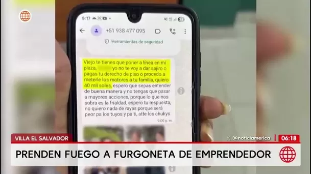 Ferretero vive amenazado: le exigen 40 mil soles y le queman la camioneta:/ América Noticias