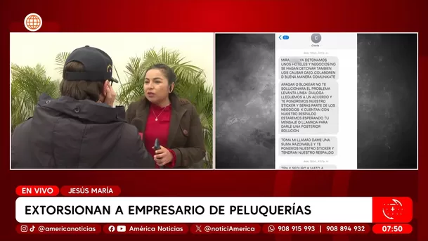 Extorsionan a empresario de perluquerías en Jesús María. Foto: América Noticias