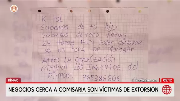 Extorsionan a negocios cerca de comisaría en el Rímac. Foto: América Noticias