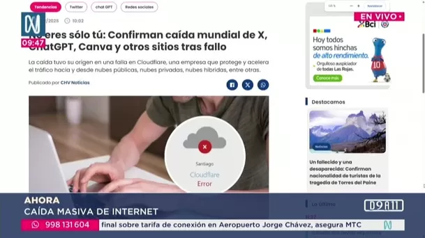 Cloudflare sufrió interrupción global afectó a X y ChatGPT/ Canal N Cloudflare sufrió interrupción global afectó a X y ChatGPT/ Canal N