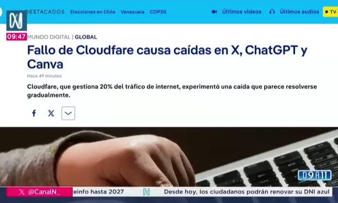 Cloudflare sufrió interrupción global afectó a X y ChatGPT