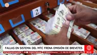 Falla en sistema del MTC frena emisión de brevetes