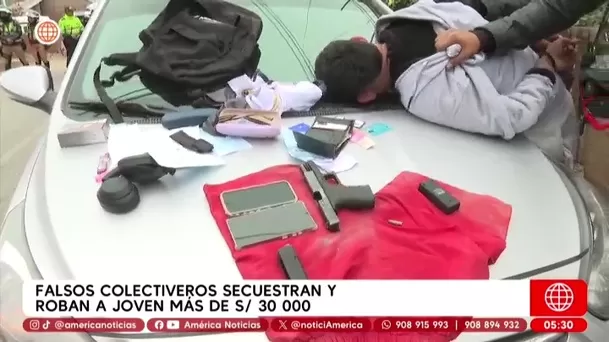 Falsos colectiveros roban S/ 30 mil a joven tras secuestrarlo. Foto: América Noticias Falsos colectiveros roban S/ 30 mil a joven tras secuestrarlo. Foto: América Noticias