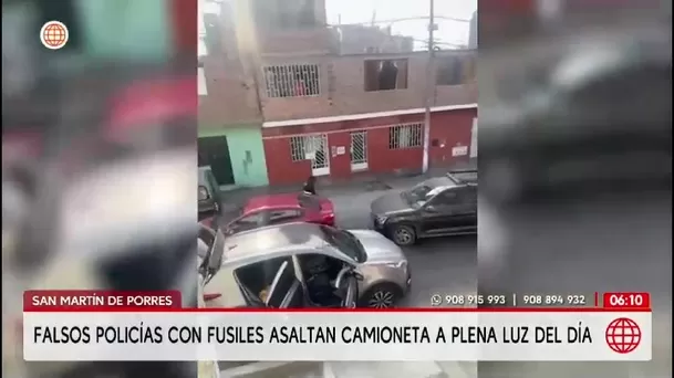 San Martín de Porres: delincuentes vestidos de policías roban camioneta con arma de guerra/ América Noticias San Martín de Porres: delincuentes vestidos de policías roban camioneta con arma de guerra/ América Noticias
