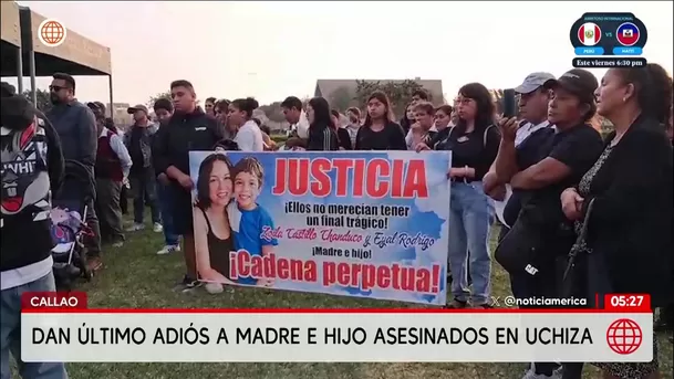 Familia despide a madre e hijo asesinados en Uchiza. Foto: América Noticias