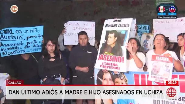 Familia despide a madre e hijo asesinados en Uchiza. Foto: América Noticias