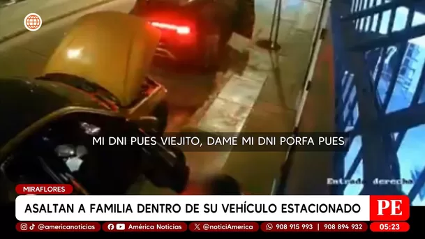 Asaltan a familia dentro de su vehículo estacionado en Miraflores. Foto: América Noticias