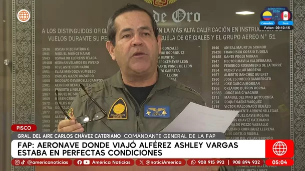 FAP: Aeronave donde viajó alférez Ashley Vargas estaba en perfectas condiciones. Foto: América Noticias