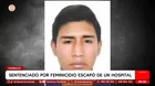 Feminicida sentenciado escapó de hospital en Huánuco