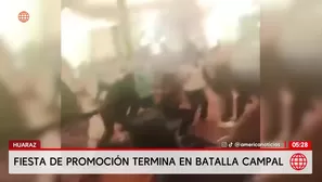 Fiesta de promoción de primaria termina en batalla campal entre padres en Huaraz. Foto y video: América Noticias