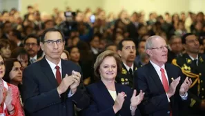 Presidente Pedro Pablo Kuczynski con la primera dama, Nancy Lange y Martín Vizcarra. Foto: Agencia Andina