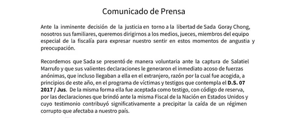 Fiscal de la Nación: "No he intervenido en ningún proceso de colaboración eficaz de Sada Goray"