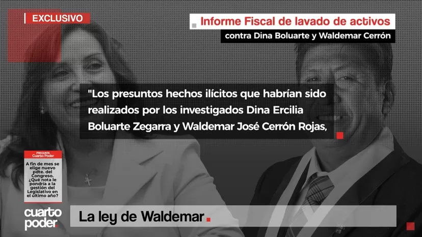 Fiscal pide denunciar constitucionalmente a Dina Boluarte y Waldemar Cerrón